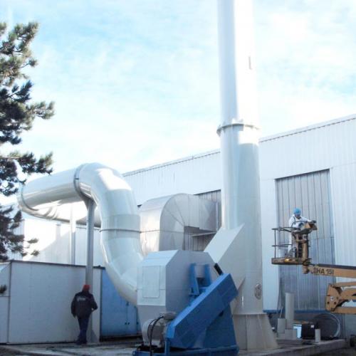 Installation d'aspiration centralisée 50000 m³h d'odeurs + fumées chaudes